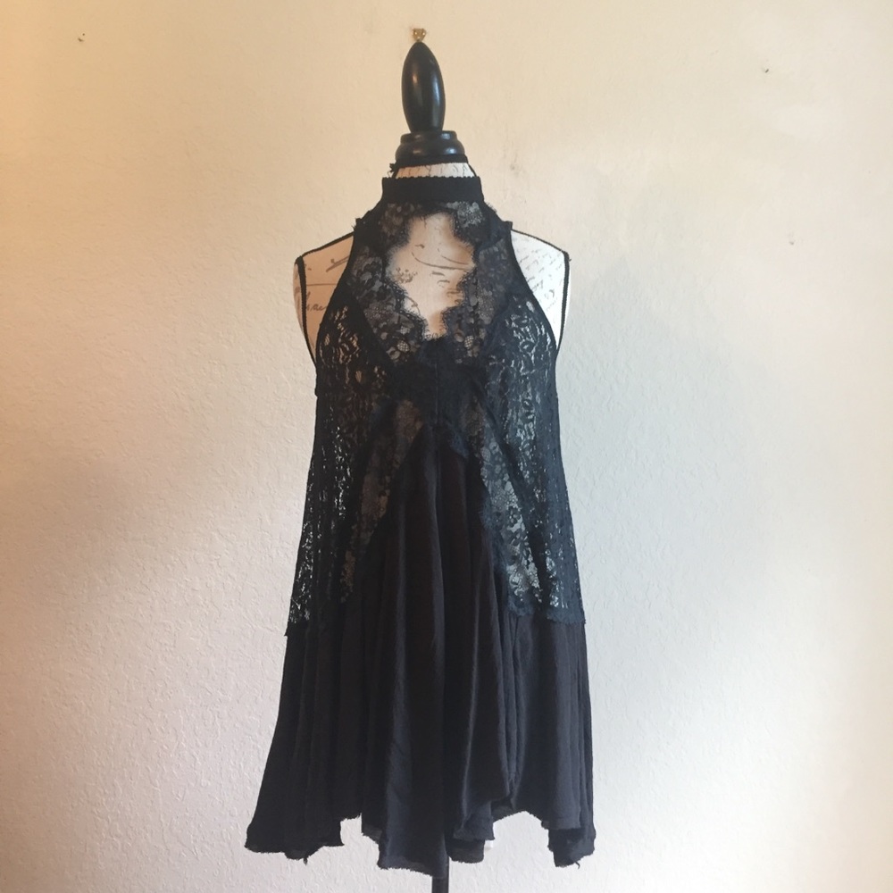 Free People S Intimately BNWT black lace tunic top - Picture 1 of 8